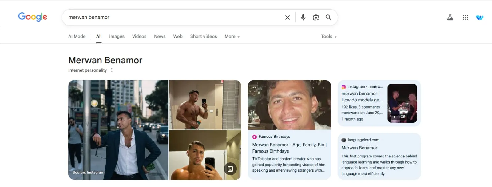 Knowledge Panel for Merwan